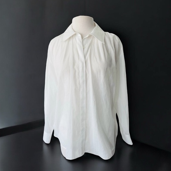 KHAITE Shirred Back Classic Cotton Blouse Size Small - Picture 1 of 14